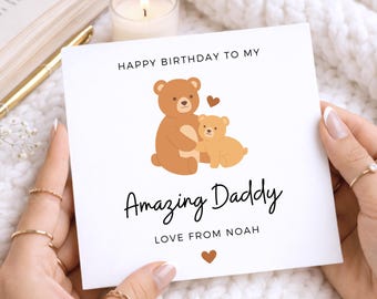 Verjaardagskaart voor papa, schattige berenkaart, kaart van zoon, gepersonaliseerde papakaart, verjaardagskaart voor papa van zoon, kaart met berenillustratie