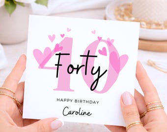 40th Birthday Card, 40th Birthday Card For Woman, For Her, Forty Birthday Card For Sister, Mum, Friend, Auntie