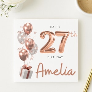 Carte de 27e anniversaire, carte de 27e anniversaire, cadeau de 27e anniversaire, carte de 27e anniversaire, soeur, amie, meilleure amie, nièce, petite-fille