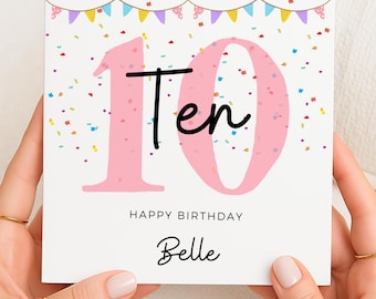 10th Birthday Card For Girl, Pink Balloons, Birthday Card - View #9