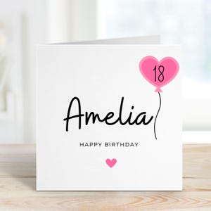 Biglietto di auguri personalizzato per il 18° compleanno di una ragazza, biglietto di auguri per il 18° compleanno di una figlia, biglietto di auguri per il 18° compleanno di una nipote, diciottesimo compleanno