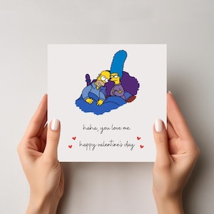 Linda tarjeta de San Valentín para él o ella, Homer y Marge Simpson, tarjeta divertida de San Valentín de los Simpson, tarjeta de felicitación divertida, San Valentín