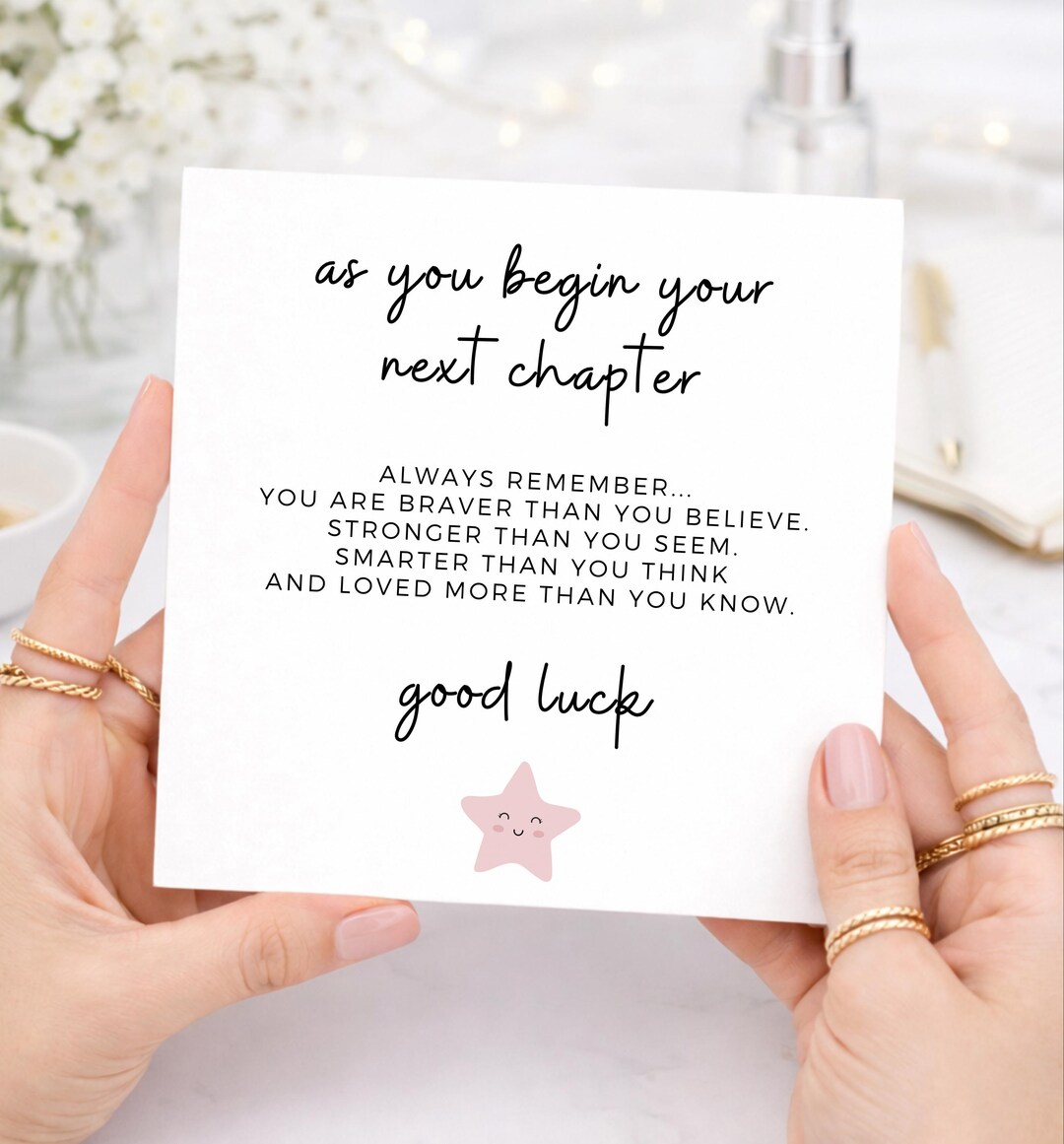 Hello New Chapter New Chapter Card, Personalised Poem Good Luck Card, Here's to Your New ...