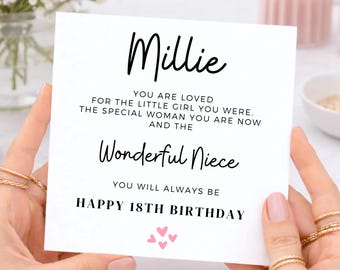 18th Birthday Card For Niece, Poem Card For Niece, 18th Card For Niece, 18th Birthday For Girl, Special Niece Card