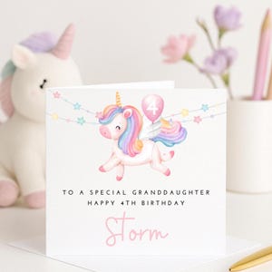 Cartão de aniversário de unicórnio personalizado para menina | Cartão de aniversário fofo para qualquer idade para filha, sobrinha, neta, cartão de aniversário para menina