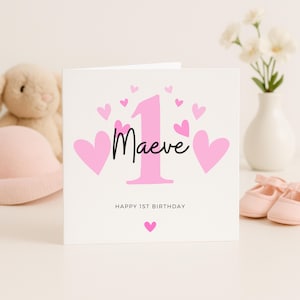 1. Geburtstagskarte für Enkelin, 1. Geburtstagskarte für kleines Mädchen, niedliches erstes Geburtstagsgeschenk für Baby Mädchen, 1. Geburtstagskarte für Nichte