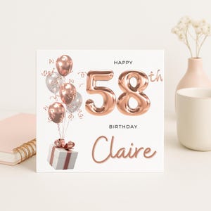 58e verjaardagskaart voor vrouwen, 58e verjaardagscadeau voor vriend, gepersonaliseerde 58e, 58e verjaardagskaart voor zus, 58e verjaardagskaart voor tante