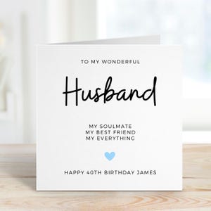 Carte de 40e anniversaire mari, jolie carte d'anniversaire pour mari, cadeau d'anniversaire de mari, 40e anniversaire pour mari, carte d'anniversaire pour lui, 40e