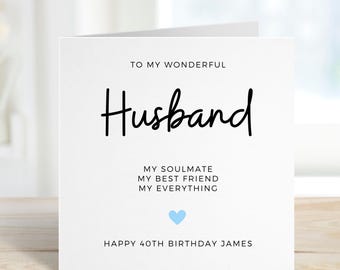 Carte de 40e anniversaire mari, jolie carte d'anniversaire pour mari, cadeau d'anniversaire de mari, 40e anniversaire pour mari, carte d'anniversaire pour lui, 40e