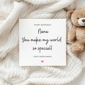 Carte d'anniversaire grand-mère, carte d'anniversaire personnalisée pour grand-mère, carte d'anniversaire spéciale nounou, cadeau d'anniversaire de grand-mère, pour elle, jolie carte grand-mère