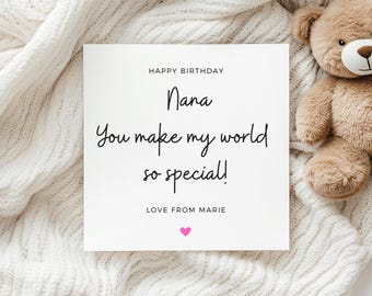 Carte d'anniversaire grand-mère, carte d'anniversaire personnalisée pour grand-mère, carte d'anniversaire spéciale nounou, cadeau d'anniversaire de grand-mère, pour elle, jolie carte grand-mère