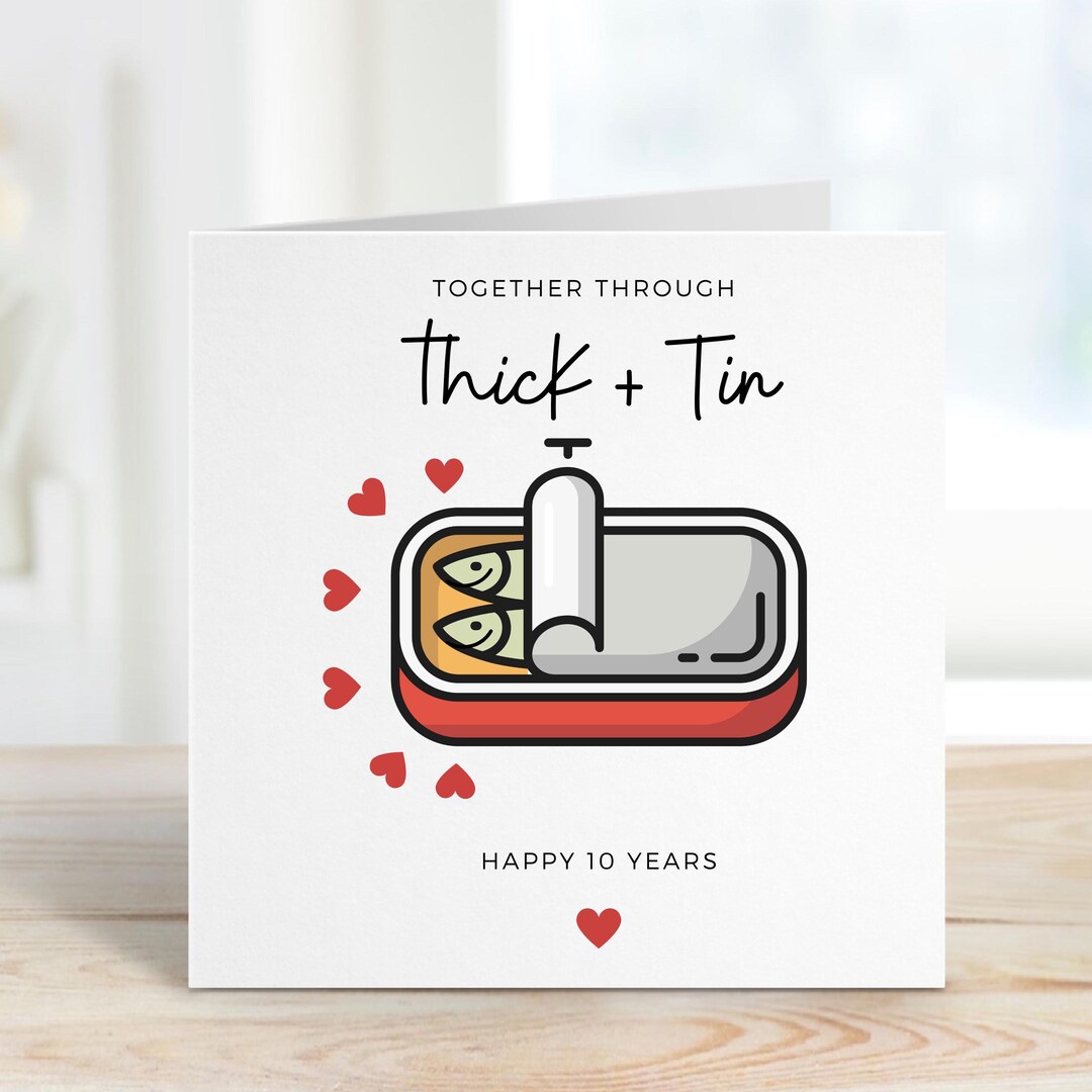 10 Year Anniversary Card for Husband, Wife 10th Anniversary Card, Tin ...