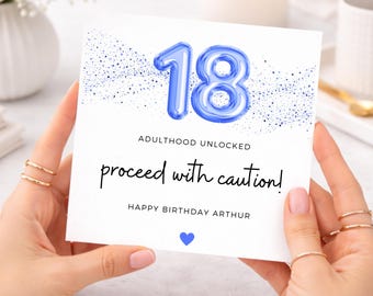 18th Birthday Card for Him, Adulthood Unlocked Birthday Card, Funny 18th Birthday Card