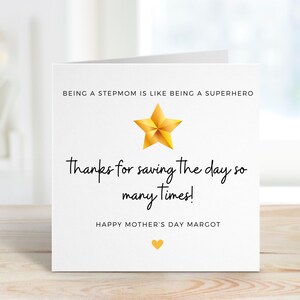 Stiefmoeder Moederdagkaart, Happy Mothers Day Card, kaart voor Moederdag, stiefmoeder Moederdagkaart voor haar, bonusmoeder Moederdagkaart