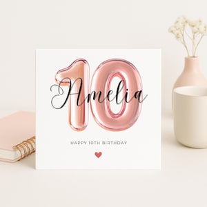10. Geburtstagskarte für Mädchen, 10. Geburtstagskarte für Enkelin, rosa Geburtstagskarte, 10. Geburtstagsgeschenk Nichte, Tochter, Patenkind