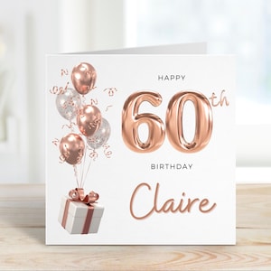 Carte 60e anniversaire pour femme, cadeau 60e anniversaire pour femme, carte 60e anniversaire personnalisée 60e anniversaire soeur, pour maman, carte 60e anniversaire maman