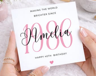 40th Birthday Card For Friend, 40th Birthday Card For Sister, 40th Birthday Card For Wife, Fortieth Birthday, Card For Woman, Her, Bestie