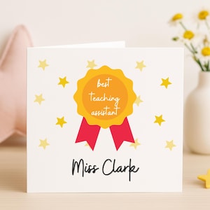 Best Teaching Assistant Card | Thank You TA Card | End of Term Appreciation Card | Personalised Star Design for Miss Clark