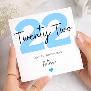Biglietto di auguri per il 22° compleanno per uomo, biglietto di auguri per il 22° compleanno per figlio, regalo per il 22° compleanno per lui, ventiduesimo compleanno per amico, fratello, nipote