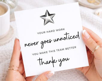 Thank You Card, Your Hard Work Never Goes Unnoticed, Staff Appreciation, Employee, Team Member, Coworker, Manager
