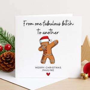 Von einer fabelhaften Hündin zu einer anderen frohen Weihnachtskarte, Bestie-Weihnachtskarte, geheimer Weihnachtsmann, Freund-Weihnachten, lustiges Weihnachten, Freund-Weihnachten