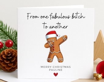 Da una favolosa stronza a un'altra, biglietto di auguri di Natale, biglietto di Natale per la migliore amica, Babbo Natale segreto, Natale tra amici, Natale divertente, Natale tra amici