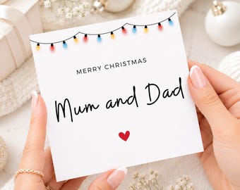 Biglietto di Natale per mamma e papà, Buon Natale per i genitori, Semplice biglietto di Natale per la famiglia, Simpatico biglietto di Natale da figlio/figlia