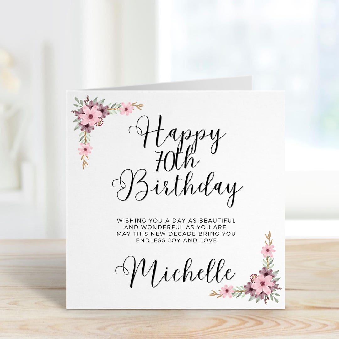 70th Birthday Card, 70th Birthday Card for Auntie, Personalised 70th ...