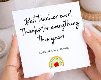 Meilleur professeur du monde, Carte personnalisée pour professeur, Carte de remerciement pour professeur, Cadeau de fin d'année pour professeur, Cadeau de fin de trimestre