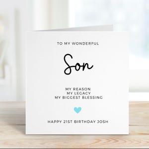 Tarjeta de cumpleaños para hijo, tarjeta personalizada de mamá o papá, tarjeta emotiva para él, regalo de cumpleaños con mensaje personalizado, tarjeta personalizada para hijo