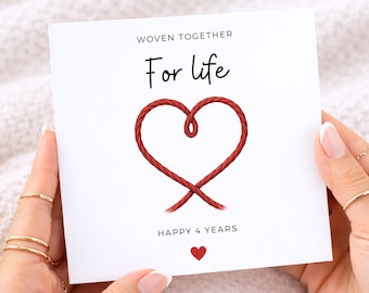 Zusammen gewebt für das Leben, 4. Jahrestagskarte für Ehemann, Frau personalisierte Jahrestagskarte, Lederjubiläum