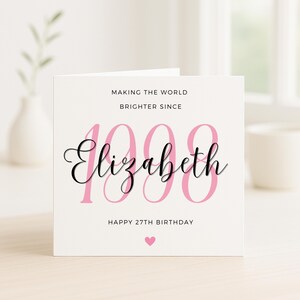 Tarjeta de cumpleaños número 27 para mujer, tarjeta de cumpleaños número 27 para ella, regalo de cumpleaños número 27 para esposa, tarjeta de cumpleaños número 27 para hija, hermana