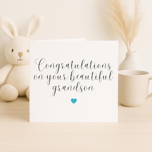 Felicitaciones por su hermoso nuevo nieto, tarjeta de bebé varón, tarjeta de llegada de nieto, tarjeta de felicitación de bebé recién nacido, felicitaciones por bebé