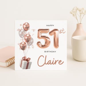 51st Birthday Card For Women, 51st Birthday Gift For Friend, Personalised 51st, 51st Birthday Card For Sister, 51st Birthday Card For Auntie