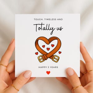Stoer, tijdloos en helemaal wij, 3e verjaardagskaart voor man, vrouw gepersonaliseerde jubileumkaart, 3e verjaardag, lederen verjaardag