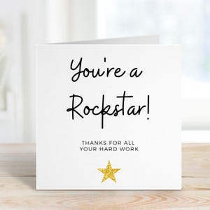 Jij bent een rockster! Bedankkaart, werknemersbedankkaart, zakelijke bedankkaart, zakelijke bedankkaart voor personeel, dankbaarheidskaart