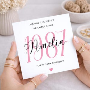 Tarjeta de cumpleaños número 39 personalizada para ella, mujer que cumple 39 años, tarjeta de cumpleaños número 39 para esposa, amiga, hija.