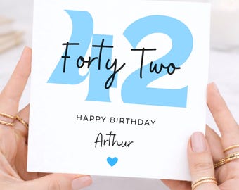 Personalized 42nd Birthday, Custom Age Card, Forty Two Birthday, Add Name
