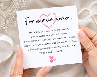 Geburtstagskarte für Mama, Gedichtgeschenk für Mama, rührende Dankeskarte für Mama, Geburtstagskarte für Mama von Tochter oder Sohn