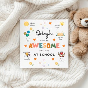 Tarjeta de buena suerte para el primer día de clases, regalo personalizado para el primer día de clases, feliz primer día de clases, regreso a la escuela primaria, bebés, niños pequeños