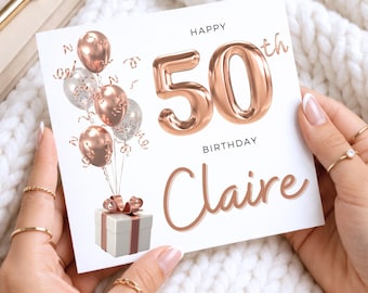 50th Birthday Card For Women, 50th Birthday Gift For Women, Personalised 50th, Sister 50th Birthday Card, Mum 50th Birthday Card