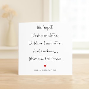 Ma soeur est ma meilleure amie, carte d'anniversaire soeur personnalisée, carte d'anniversaire soeur coeur, carte d'anniversaire pour soeur, cadeau d'anniversaire soeur