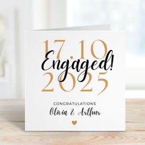 Carte de fiançailles, carte de fiançailles personnalisée, carte de fiançailles minimaliste, carte de félicitations pour couple, cadeau de mariage, carte de noms personnalisée