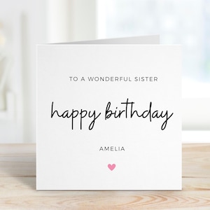 Personalisierte Schwester Geburtstagskarte, Herz Schwester Geburtstagskarte, Geburtstagskarte für Schwester, Geburtstagsgeschenk Schwester, spezielle Schwester, süße Karte