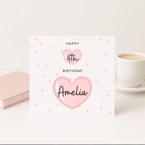 4th Birthday Card For Girl, 4th Birthday Card For Daughter, 4th Birthday Card For Goddaughter, Birthday Niece, Granddaughter