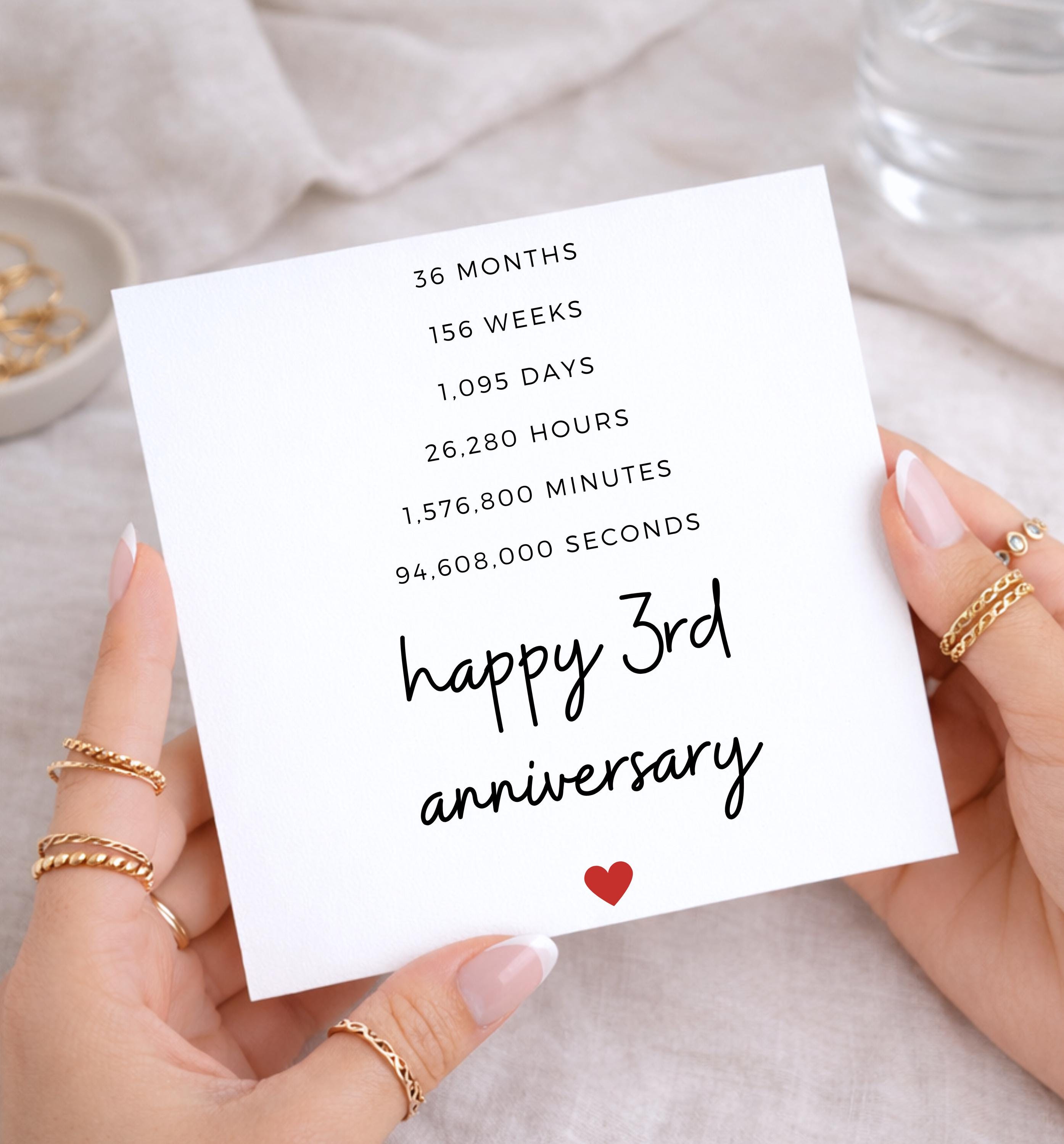 3 Year Anniversary Card, Happy 3rd Anniversary Card, Personalised