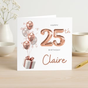 Carte 25e anniversaire, carte 25e anniversaire fille, cadeau 25e anniversaire, carte 25e anniversaire, soeur, amie, petite-fille, nièce