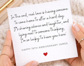 I’m So Lucky To Have You Here, 16th Anniversary Card For Husband Or Wife, 16 Years Together Card, Wedding Gift