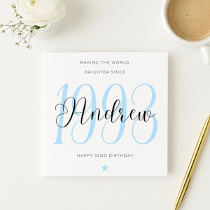 Rendre le monde plus beau depuis 1993, carte de 32e anniversaire, carte de 32e anniversaire pour fils, frère, ami, petit-fils, carte de trente-deuxième anniversaire