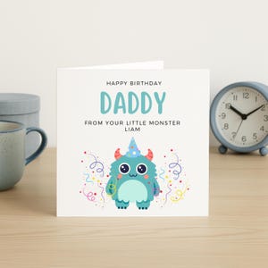 Tarjeta de cumpleaños para papá, linda tarjeta de cumpleaños para papá, de tu pequeño monstruo, regalo de cumpleaños para papá, regalo de cumpleaños para papá para él, de bebé, de niño